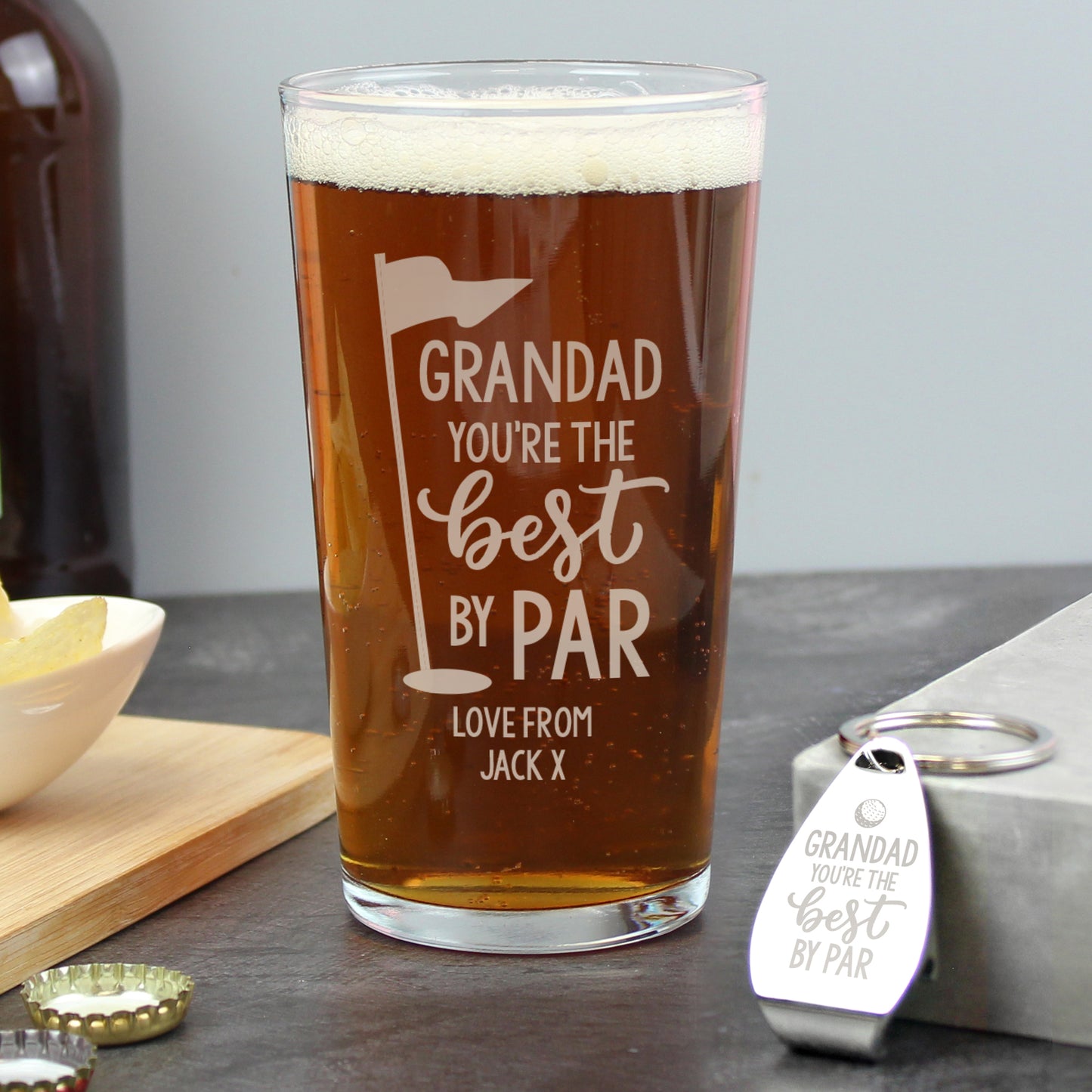 Personalised “Best by Par” Pint Glass & Bottle Opener Gift Set – Golf Lover’s Gift