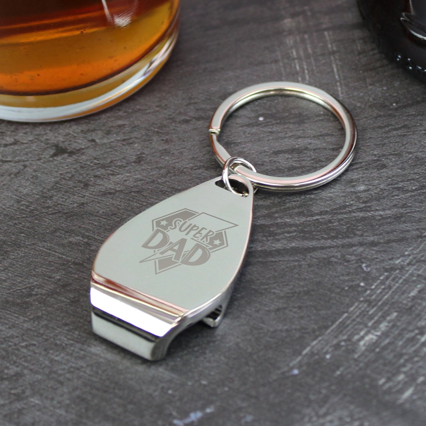 Personalised “Super Dad” Pint Glass & Bottle Opener Gift Set – Hero Gift for Him