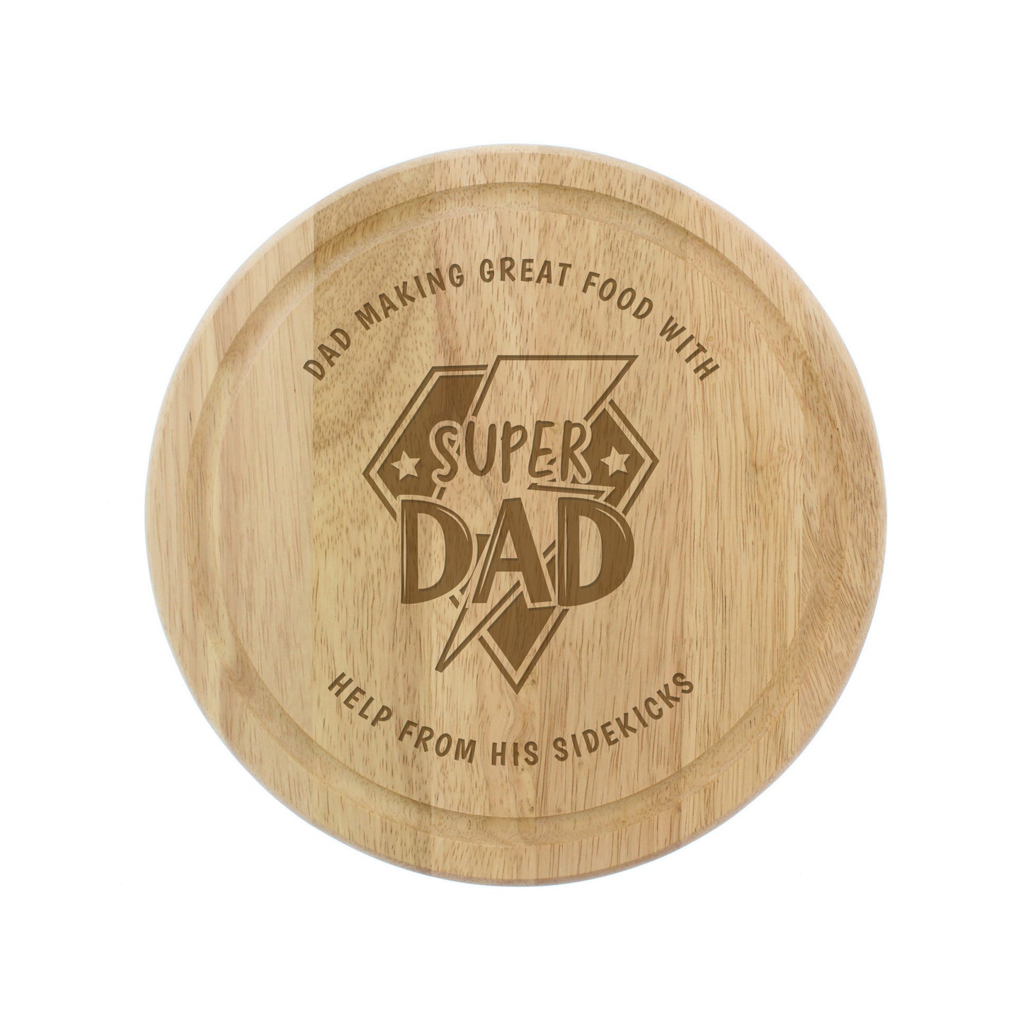 Personalised "Super Dad" Round Wooden Chopping Board