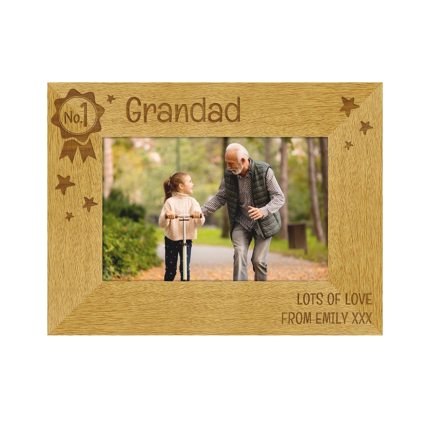 Personalised “Super Dad” Wooden Landscape Photo Frame – 6x4 Oak Veneer Gift