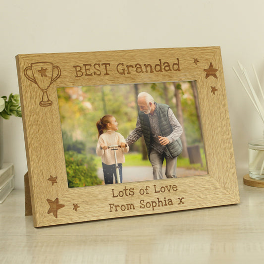 Personalised “Simply the Best” Wooden Landscape Photo Frame – 6x4 Trophy Design Gift