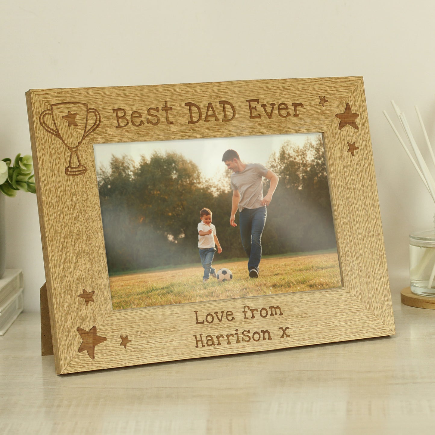 Personalised “Simply the Best” Wooden Landscape Photo Frame – 6x4 Trophy Design Gift