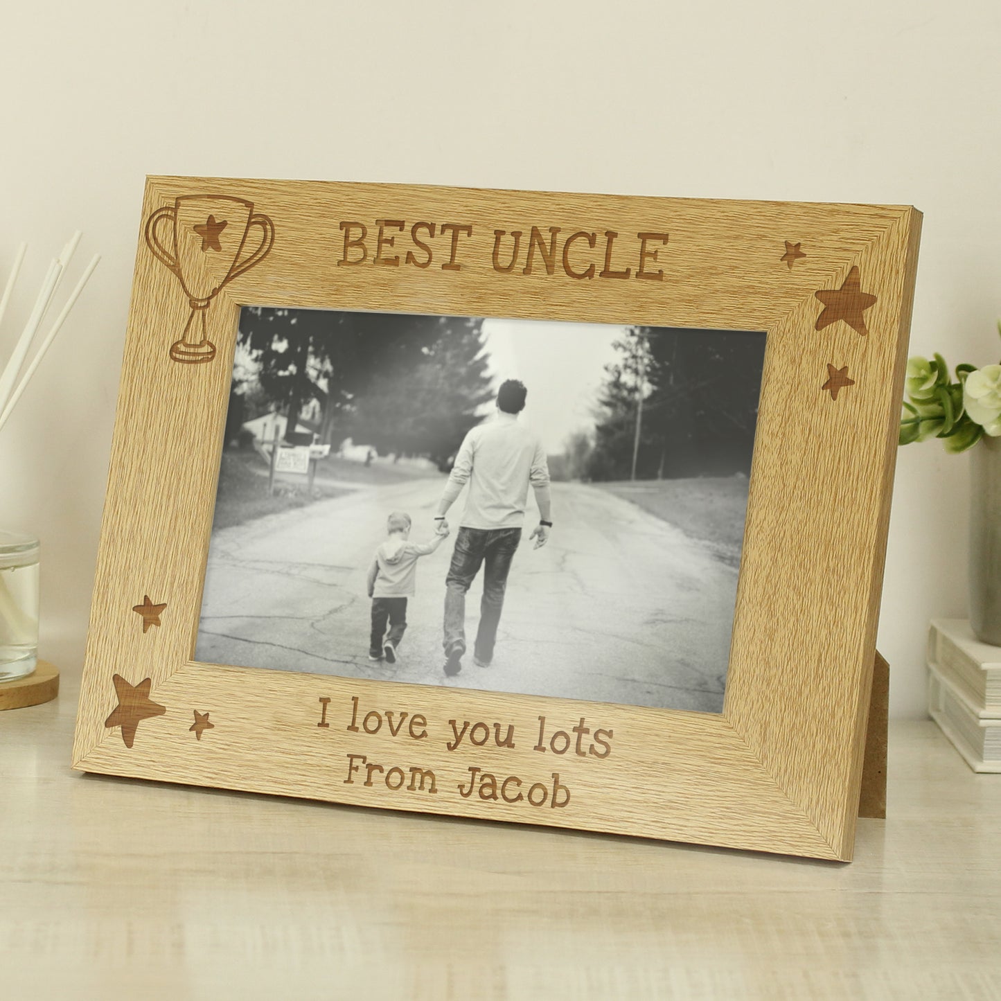 Personalised “Simply the Best” Wooden Landscape Photo Frame – 6x4 Trophy Design Gift