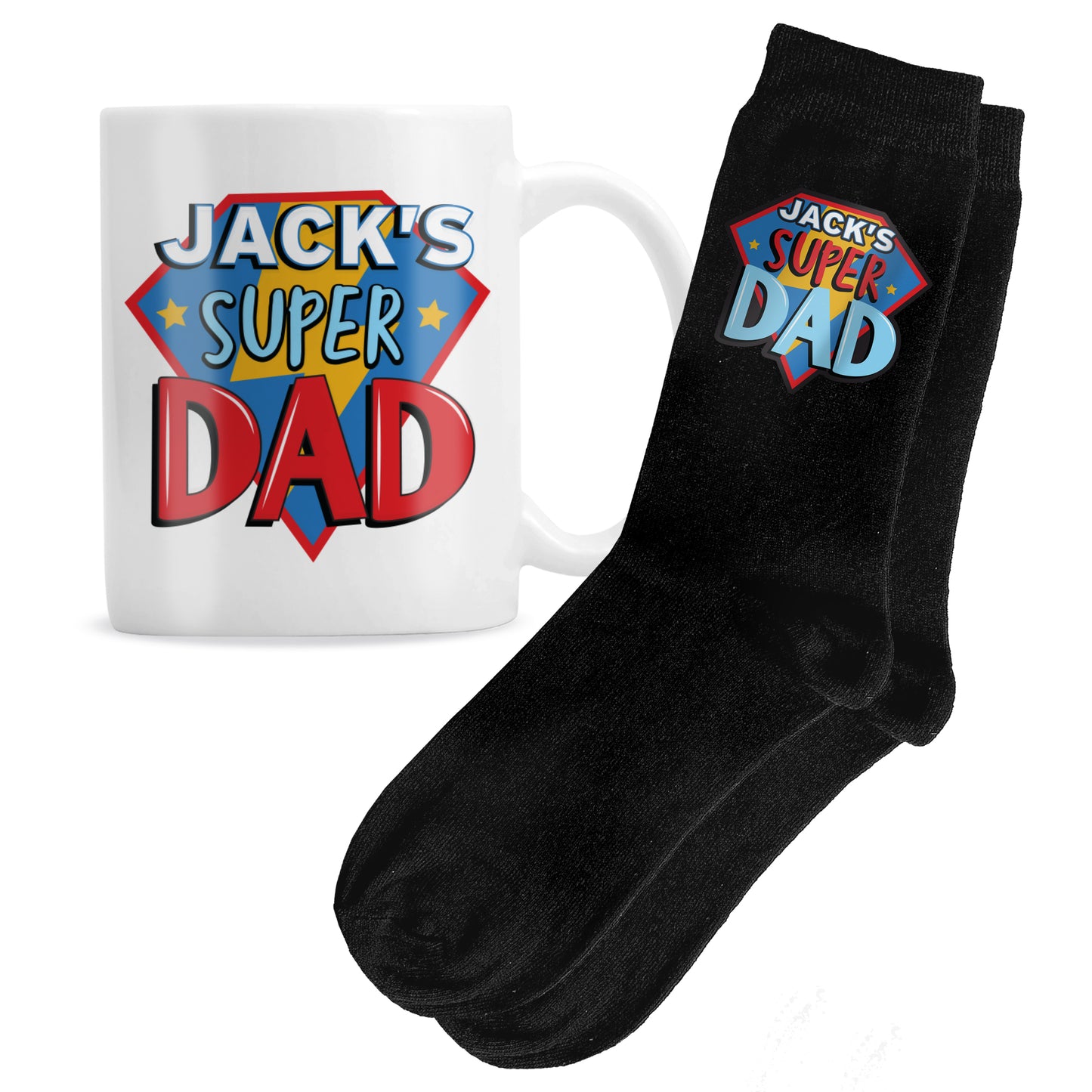 Personalised ‘Super Dad’ Mug & Socks Gift Set