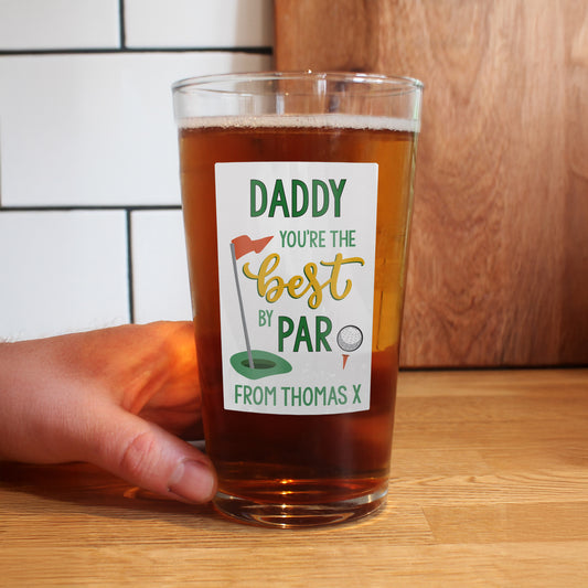 Personalised “Best by Par” Printed Pint Glass – Golf Gift for Him