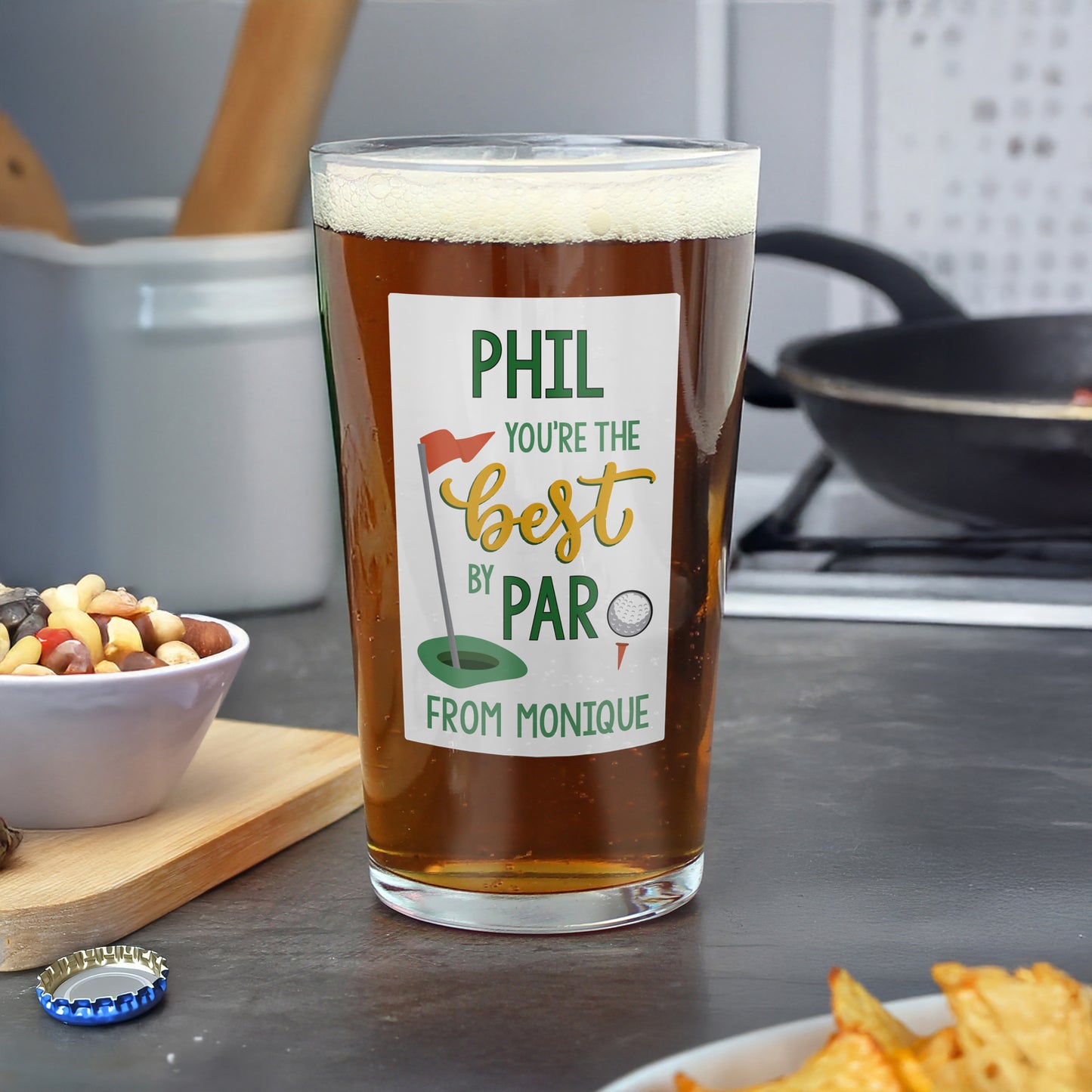 Personalised “Best by Par” Printed Pint Glass – Golf Gift for Him