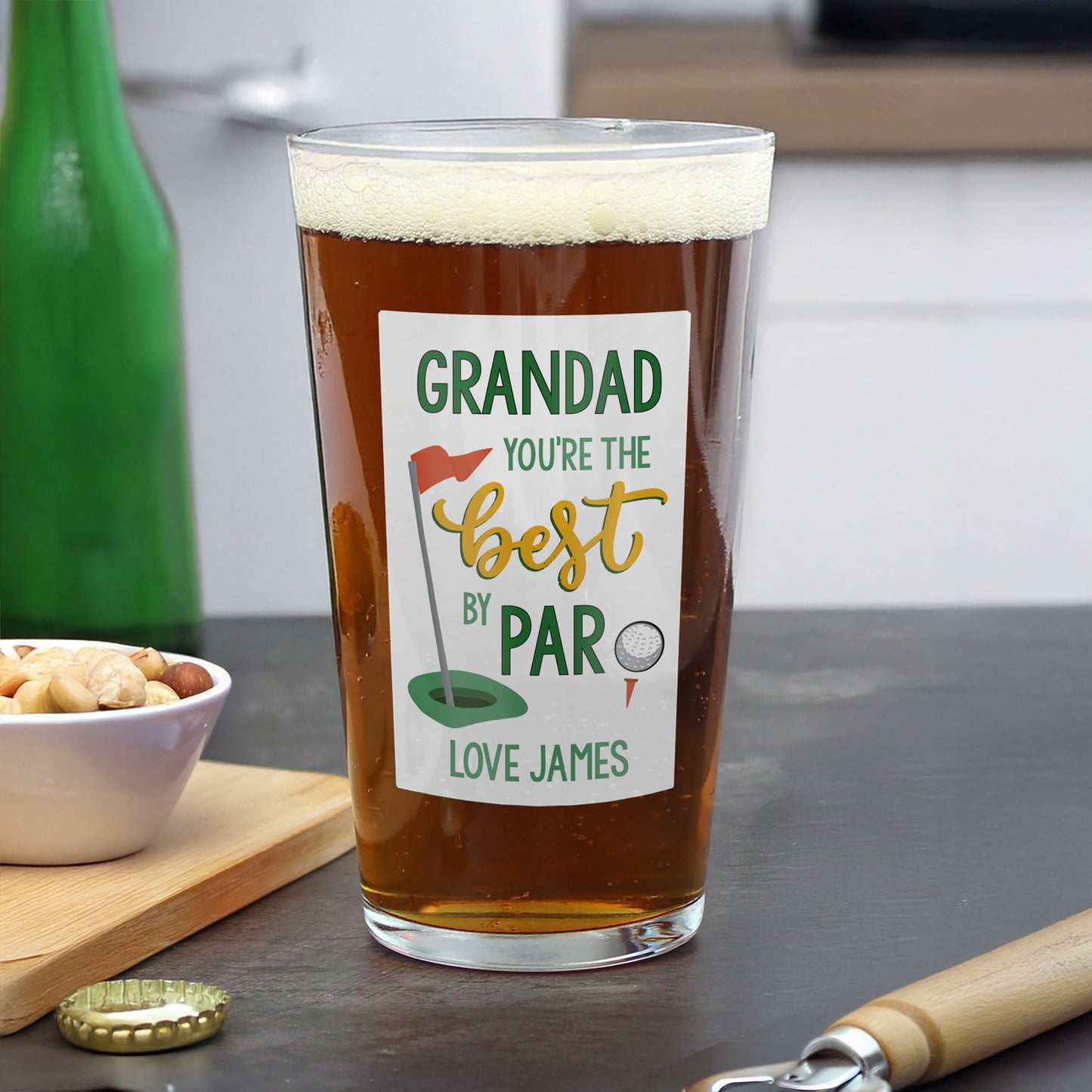 Personalised “Best by Par” Printed Pint Glass – Golf Gift for Him