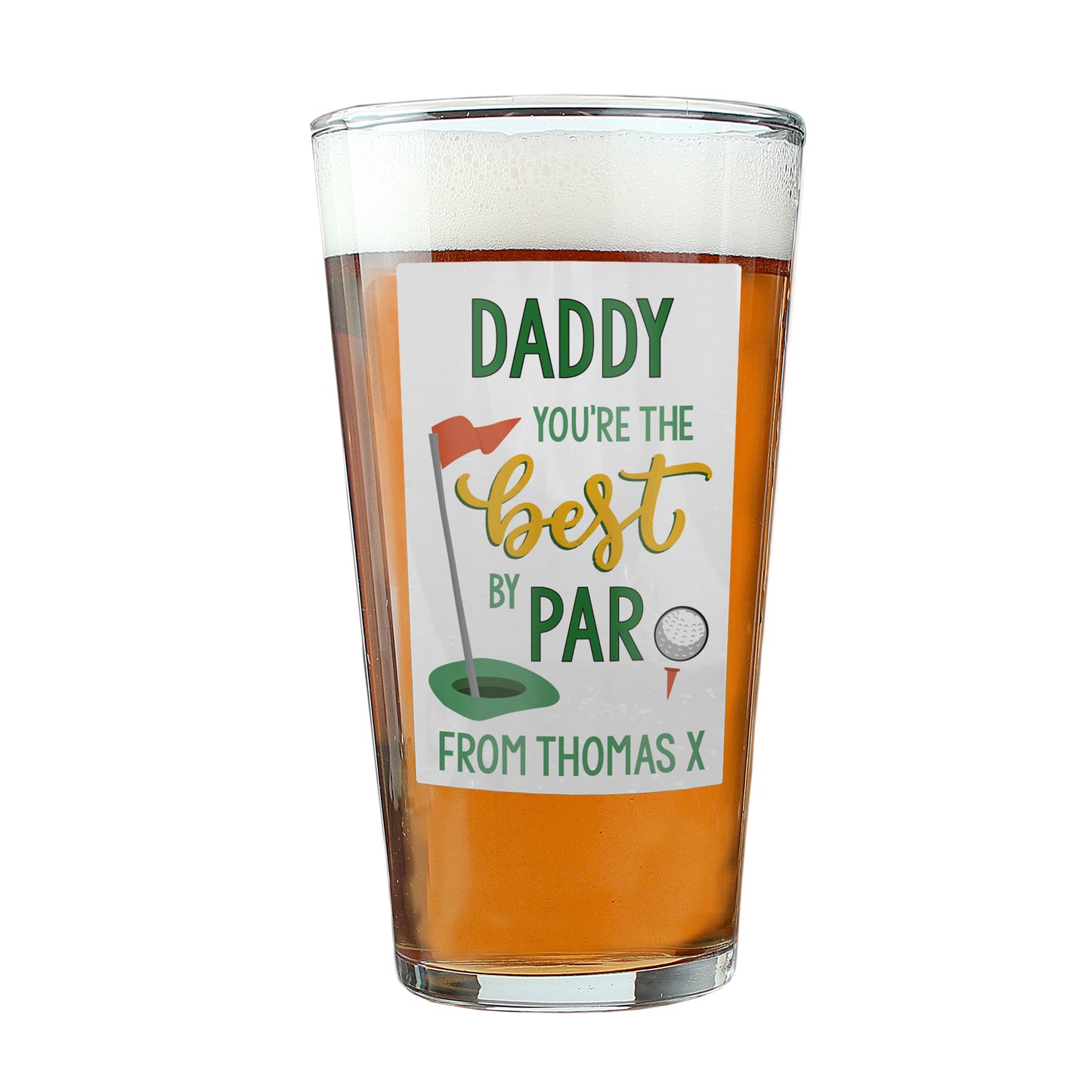Personalised “Best by Par” Printed Pint Glass – Golf Gift for Him