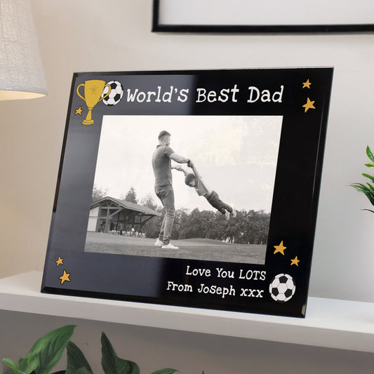 Personalised “Simply the Best” 5x7 Black Glass Photo Frame – Trophy Design Gift