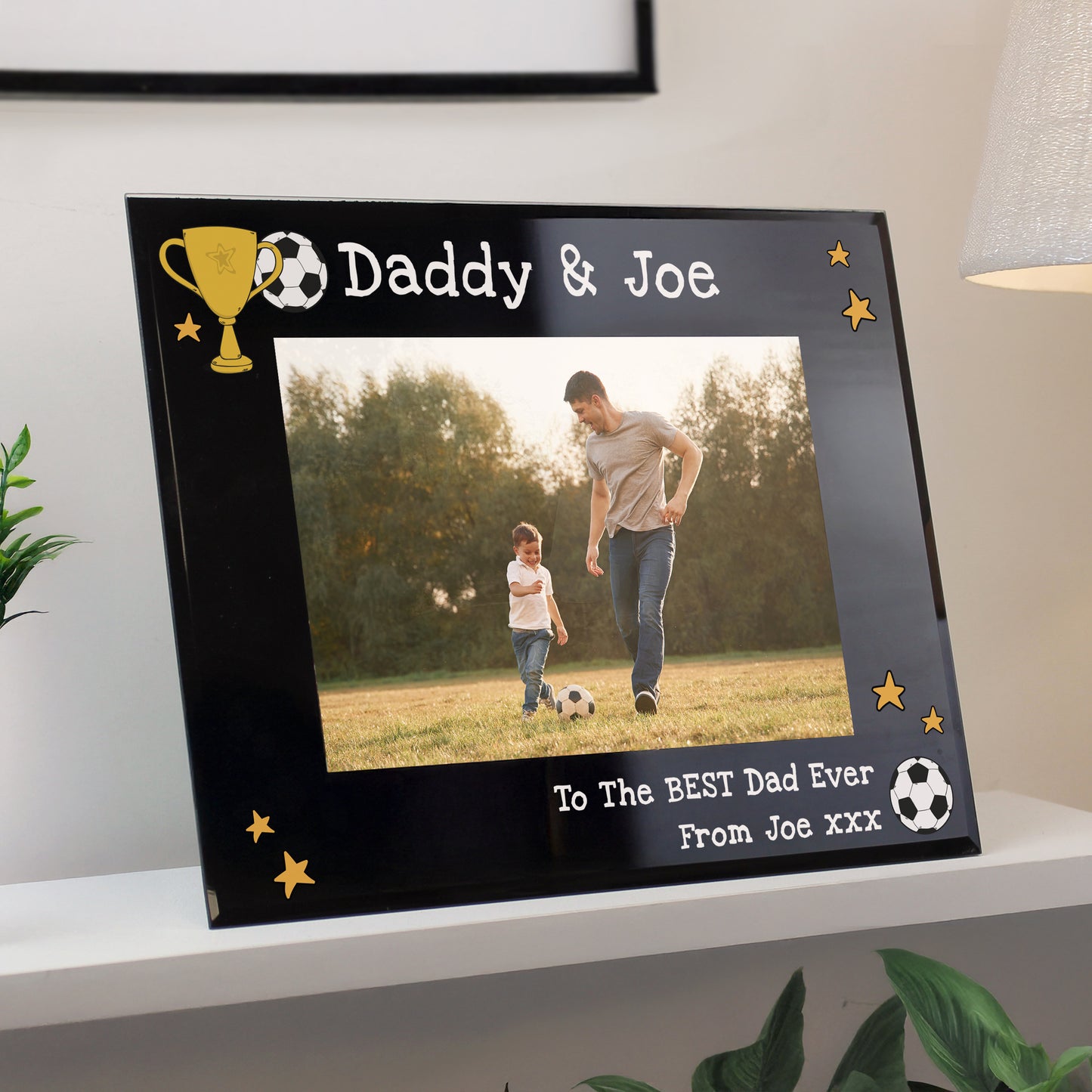 Personalised “Simply the Best” 5x7 Black Glass Photo Frame – Trophy Design Gift