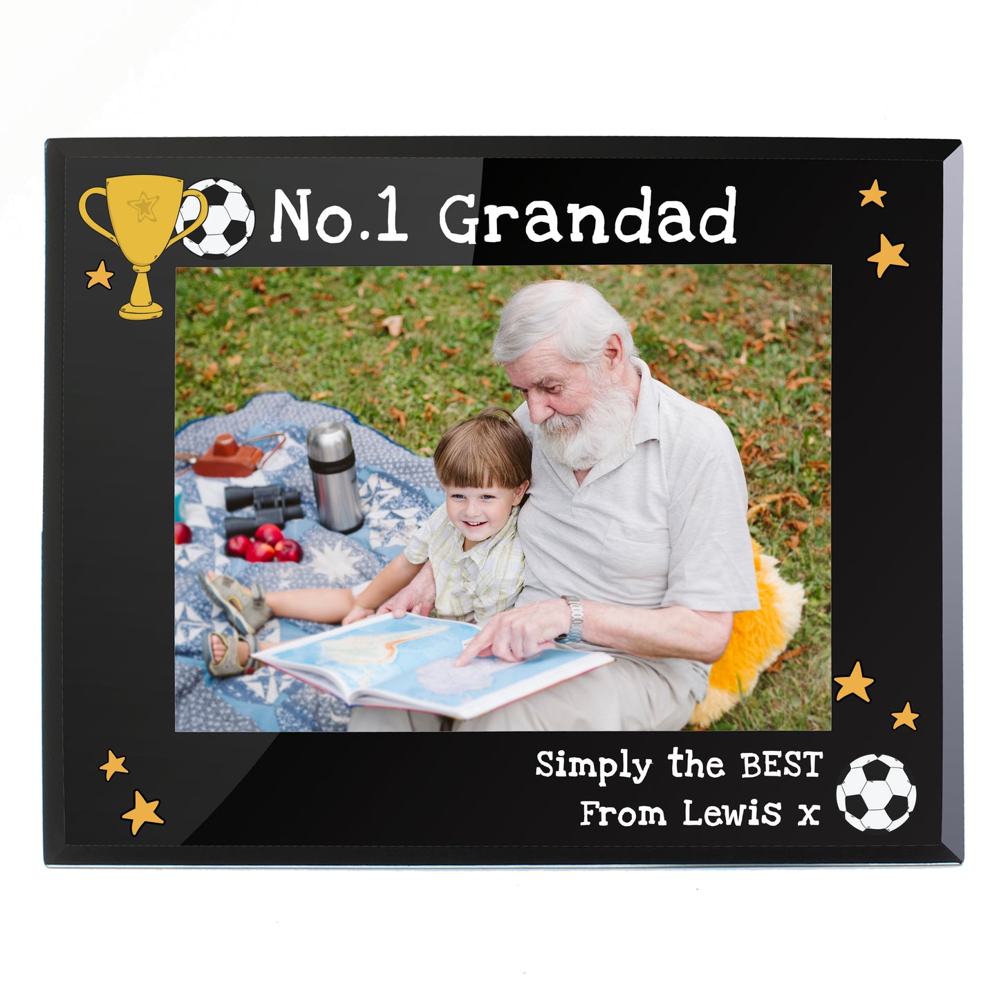 Personalised “Simply the Best” 5x7 Black Glass Photo Frame – Trophy Design Gift
