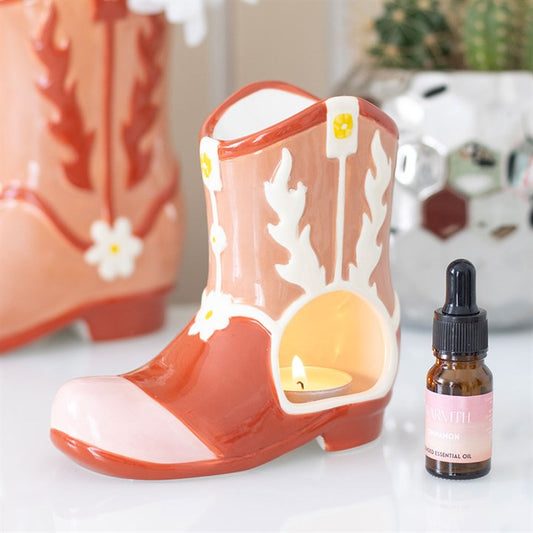Pink Cowboy Boot Oil Burner & Wax Warmer – Western-Inspired Home Fragrance