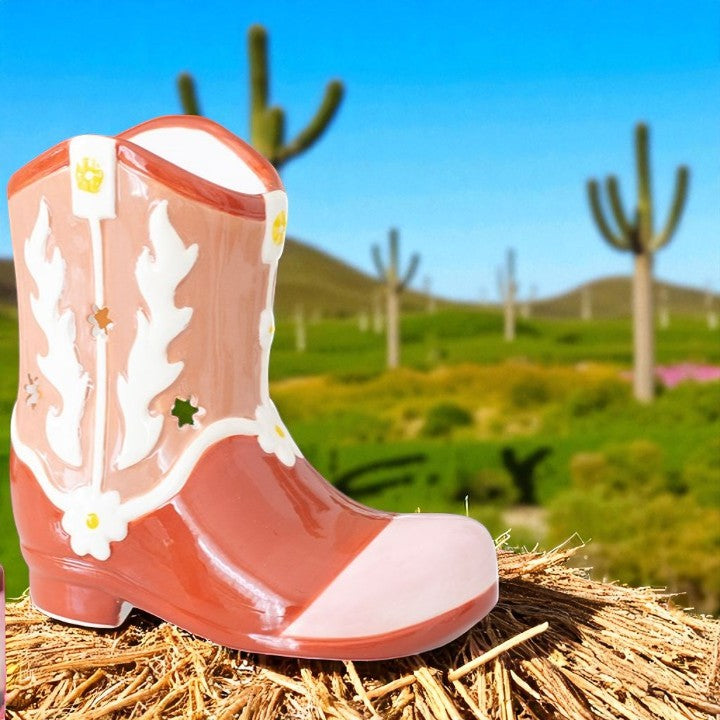 Pink Cowboy Boot Oil Burner & Wax Warmer – Western-Inspired Home Fragrance