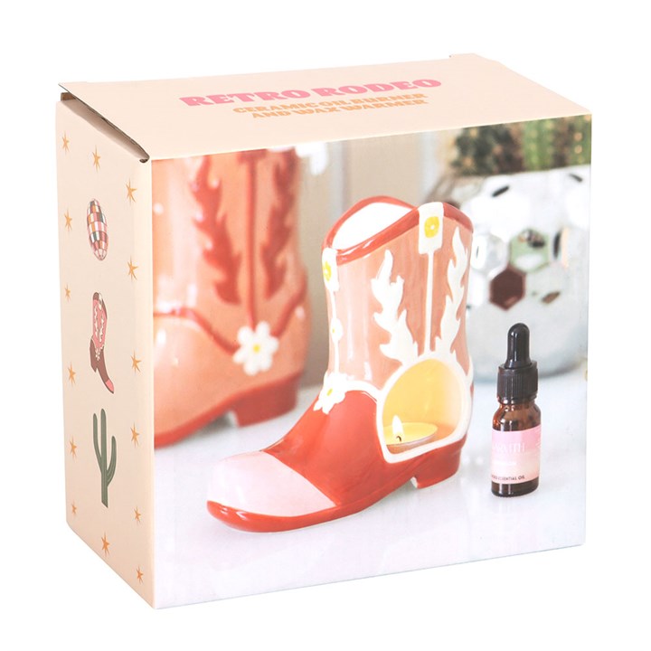 Pink Cowboy Boot Oil Burner & Wax Warmer – Western-Inspired Home Fragrance