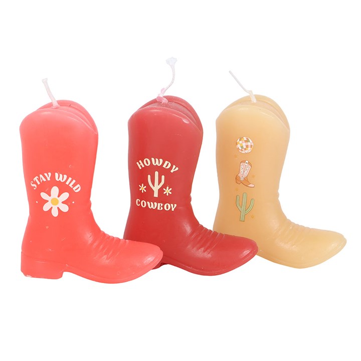 Cowboy Boot Candle Trio – Pink Western Décor Set