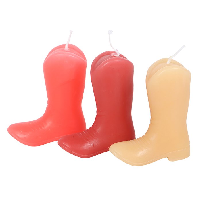 Cowboy Boot Candle Trio – Pink Western Décor Set