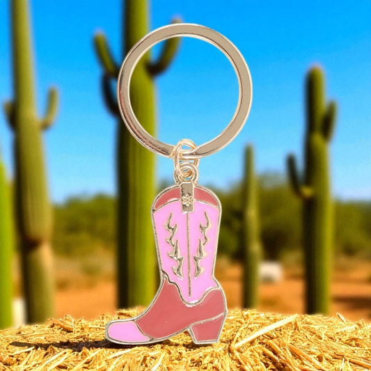 Girly Pink Cowboy Boot Keyring – ‘Life Is a Rodeo’ Gift