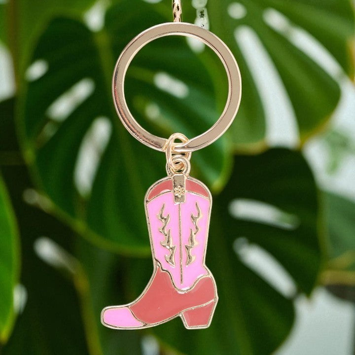 Girly Pink Cowboy Boot Keyring – ‘Life Is a Rodeo’ Gift