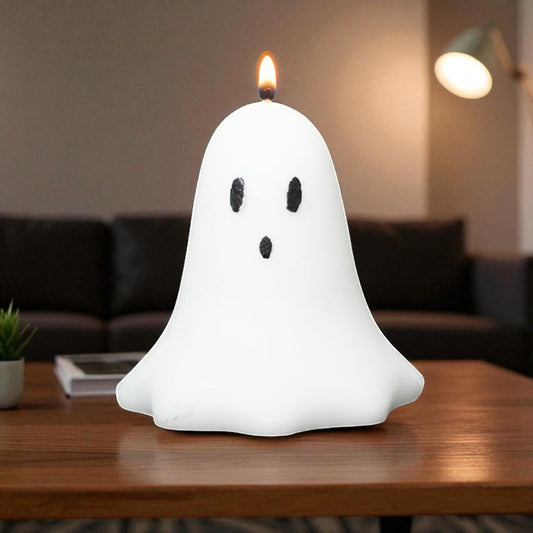 10cm Unscented Ghost Candle – Spooky Halloween Decoration