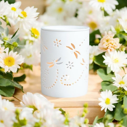 🌿 White Ceramic Dragonfly Oil Burner – Elegant & Nature-Inspired Fragrance Accessory