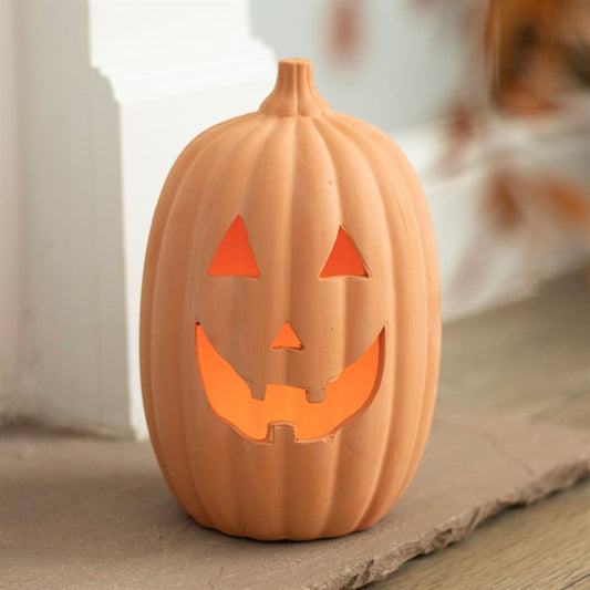 23cm Terracotta Pumpkin Ornament – Halloween Décor