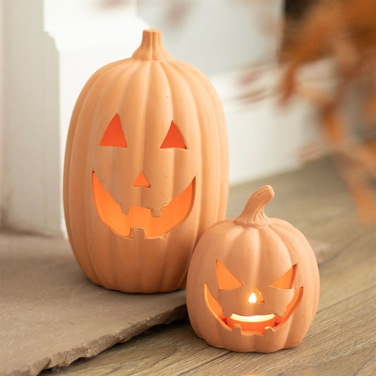 23cm Terracotta Pumpkin Ornament – Halloween Décor