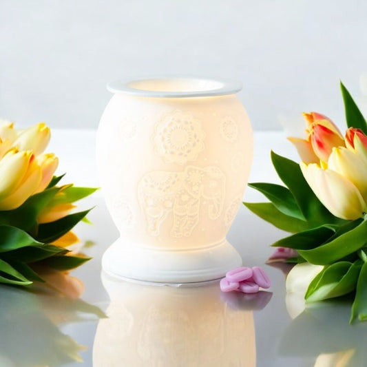 Elephant White Ceramic Electric Oil Burner and Wax Warmer