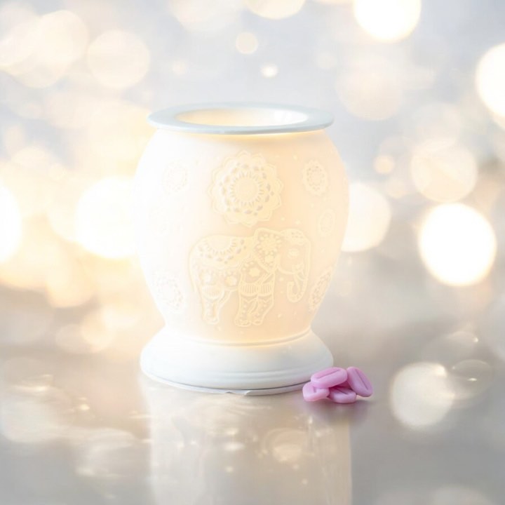White Ceramic Elephant Electric Wax & Oil Warmer