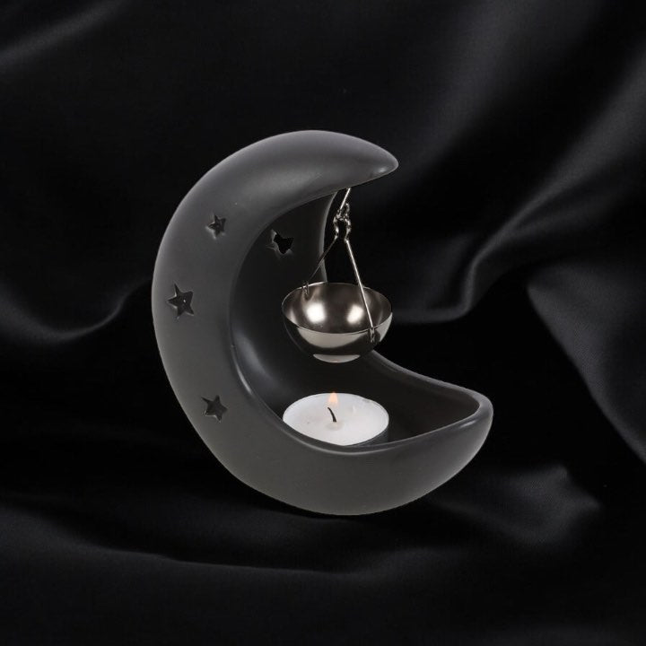 Black Crescent Moon Hanging Oil Burner