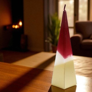 20cm Red and Gold Pyramid Candle – Contemporary Decorative Candle