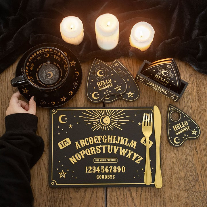 Celestial Talking Board Placemat & Coaster Set – Black & Gold