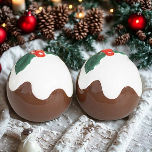 Christmas Pudding Salt and Pepper Shakers