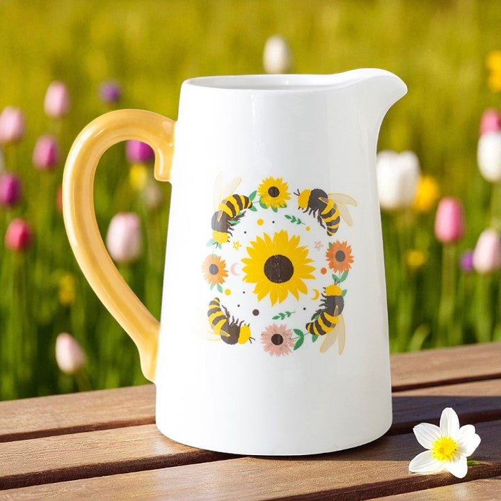Sunflower & Bee Ceramic Flower Jug