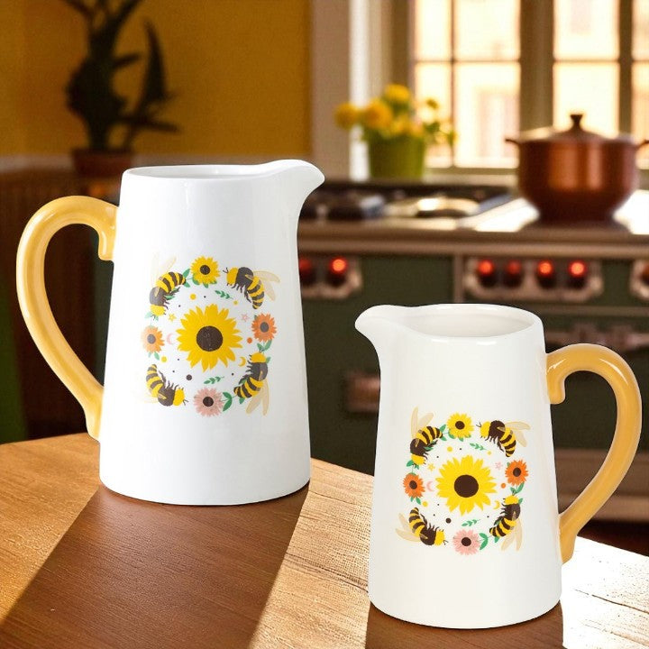 Sunflower & Bee Ceramic Flower Jug