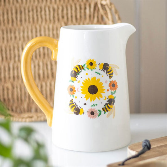 Sunflower & Bee Ceramic Flower Jug