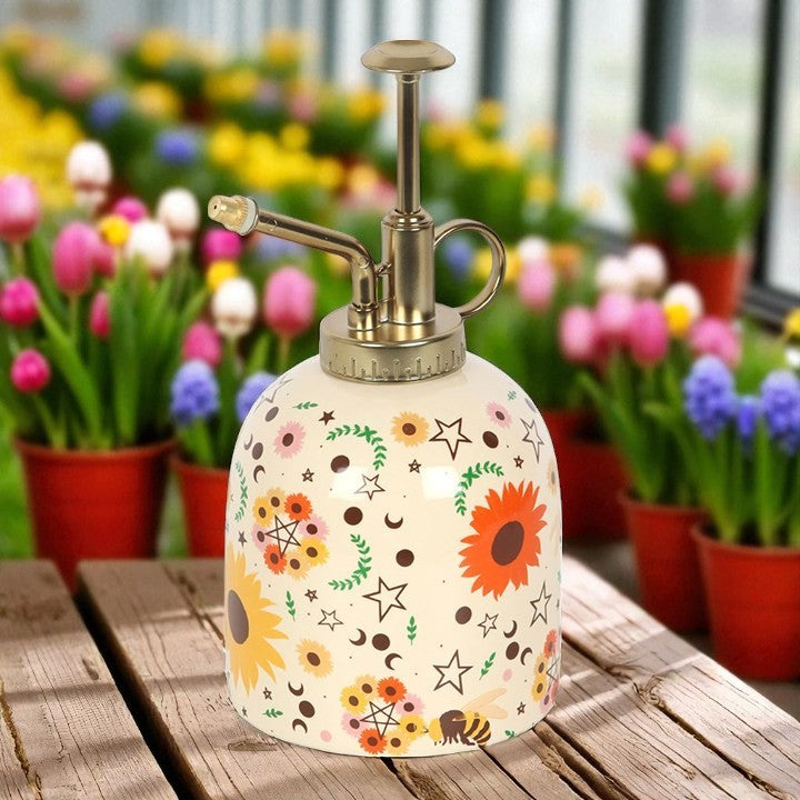 Summer Solstice Ceramic Plant Mister – Bee, Sunflower & Moon Design
