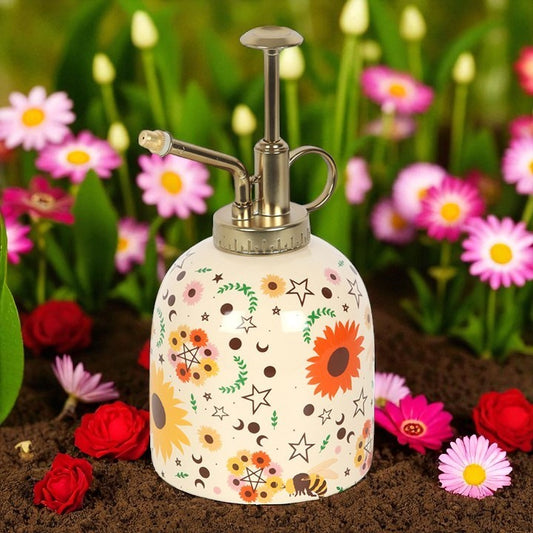 Summer Solstice Ceramic Plant Mister – Bee, Sunflower & Moon Design