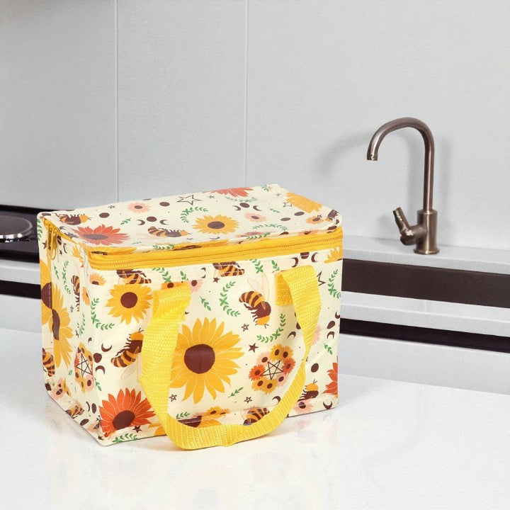 Summer Solstice Lunch Bag – Sunflowers, Bees & Moon Phases