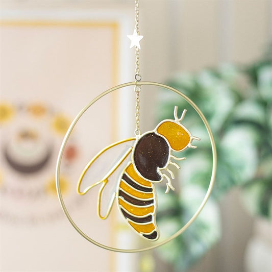Summer Bee Suncatcher with Crescent Moon & Star Design