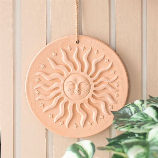 Terracotta Sun Garden Plaque – Boho Outdoor Décor
