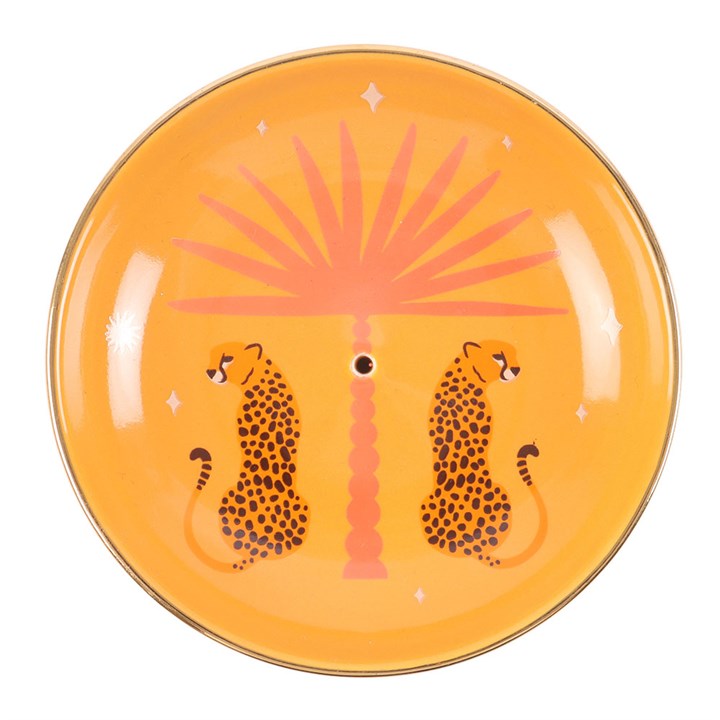 Orange Leopard Palm Incense Holder – Bold & Stylish Home Décor