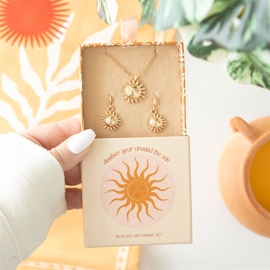 Another Year Around the Sun – Sun Necklace & Earring Gift Set