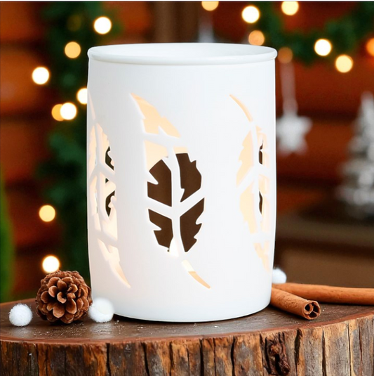 White Feather Cut Out Oil Burner – Elegant Fragrance & Cosy Glow