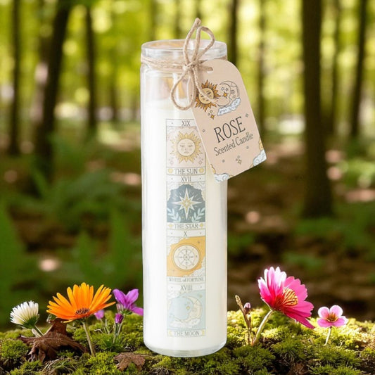 Rose Scented Tarot Tube Candle – Mystical Floral Décor