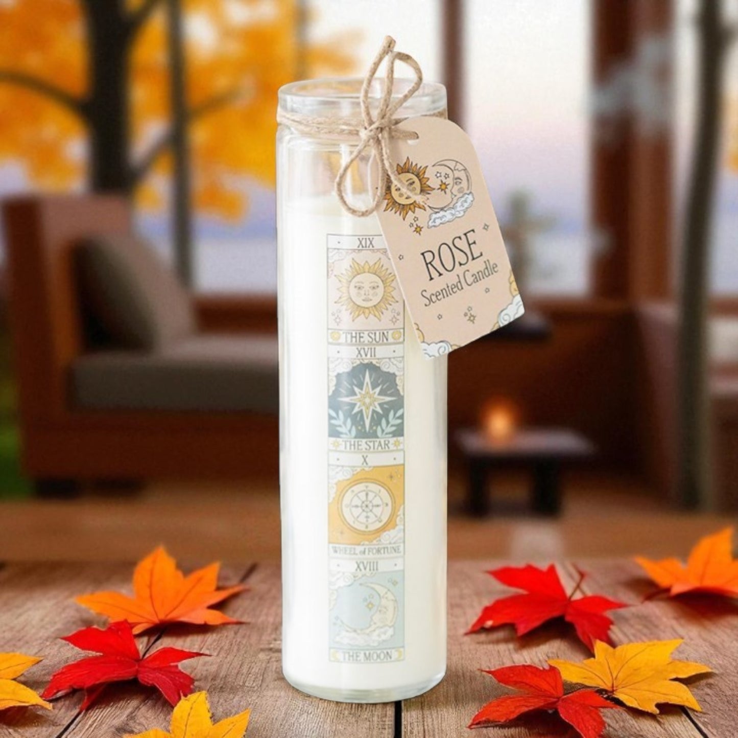 Rose Scented Tarot Tube Candle – Mystical Floral Décor