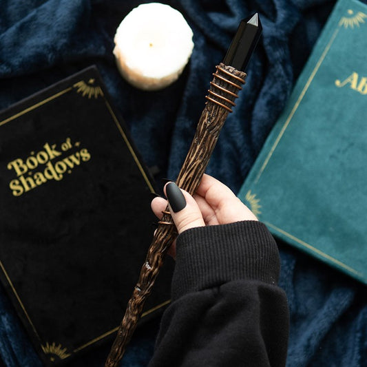 Protection Magic Wand with Black Obsidian Crystal – Energy Shield & Grounding