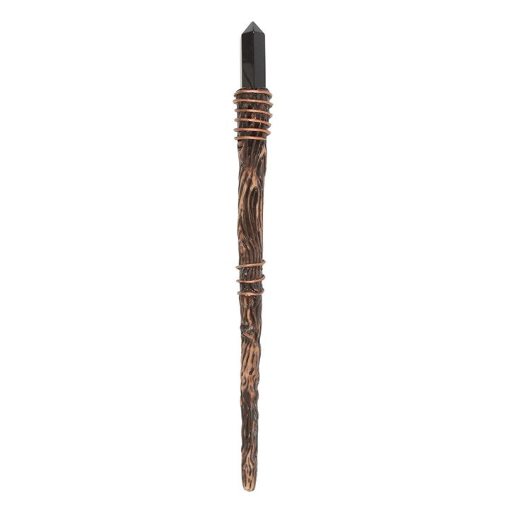 Protection Magic Wand with Black Obsidian Crystal – Energy Shield & Grounding