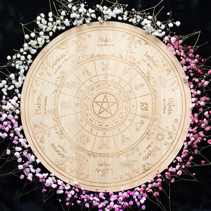 Wheel of the Year Engraved Wooden Serving Board