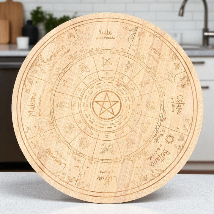 Wheel of the Year Engraved Wooden Serving Board