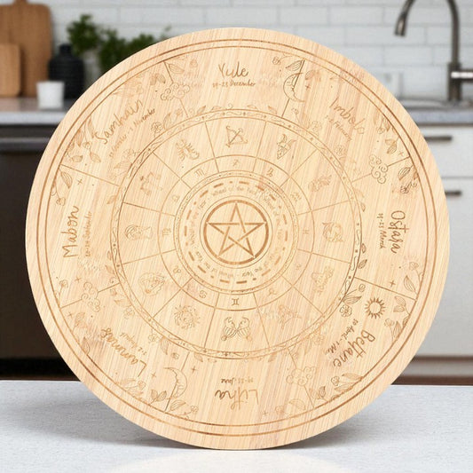 Wheel of the Year Engraved Wooden Serving Board